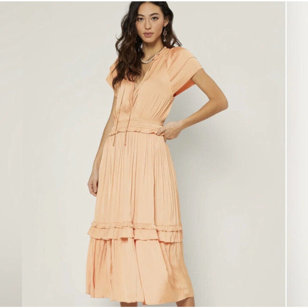 Current Air Surplice Flutter Midi Dress Cantaloupe Orange Women’s Size Large
